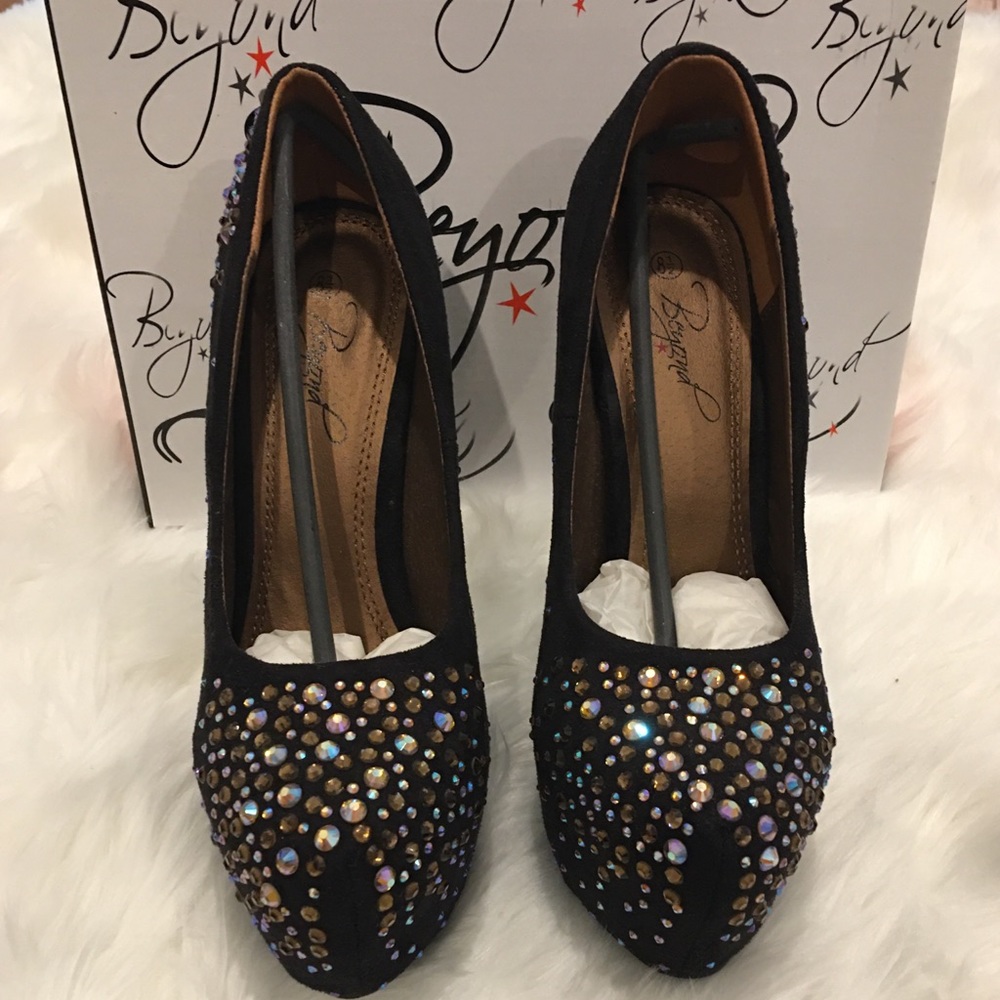 Beyond Maybel-01 Rhinestone Platform Heels - Picture 9 of 16